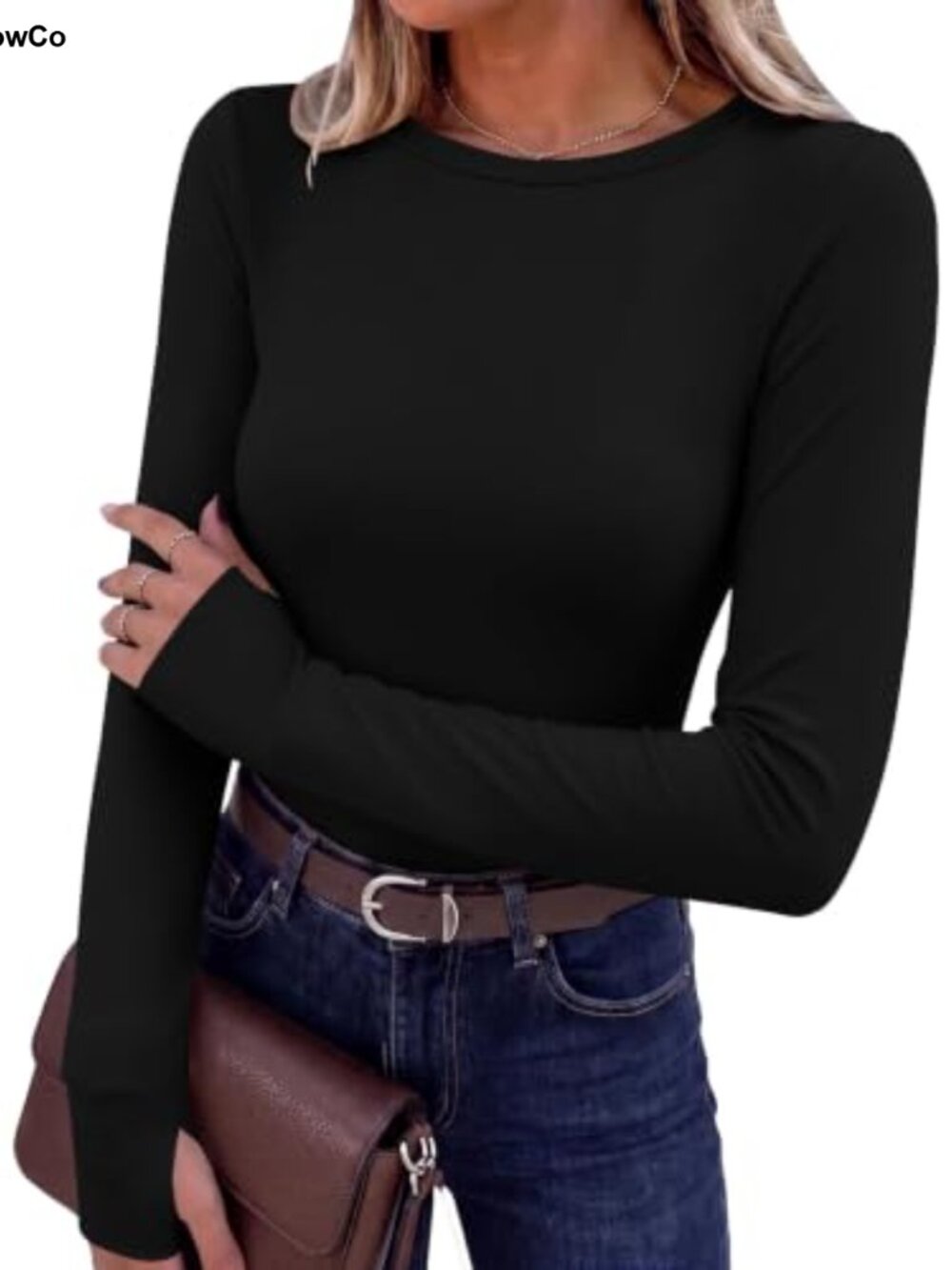 Ekouaer Women's Long Sleeve Thermal Top Thumb Hole Fitted Base Layer